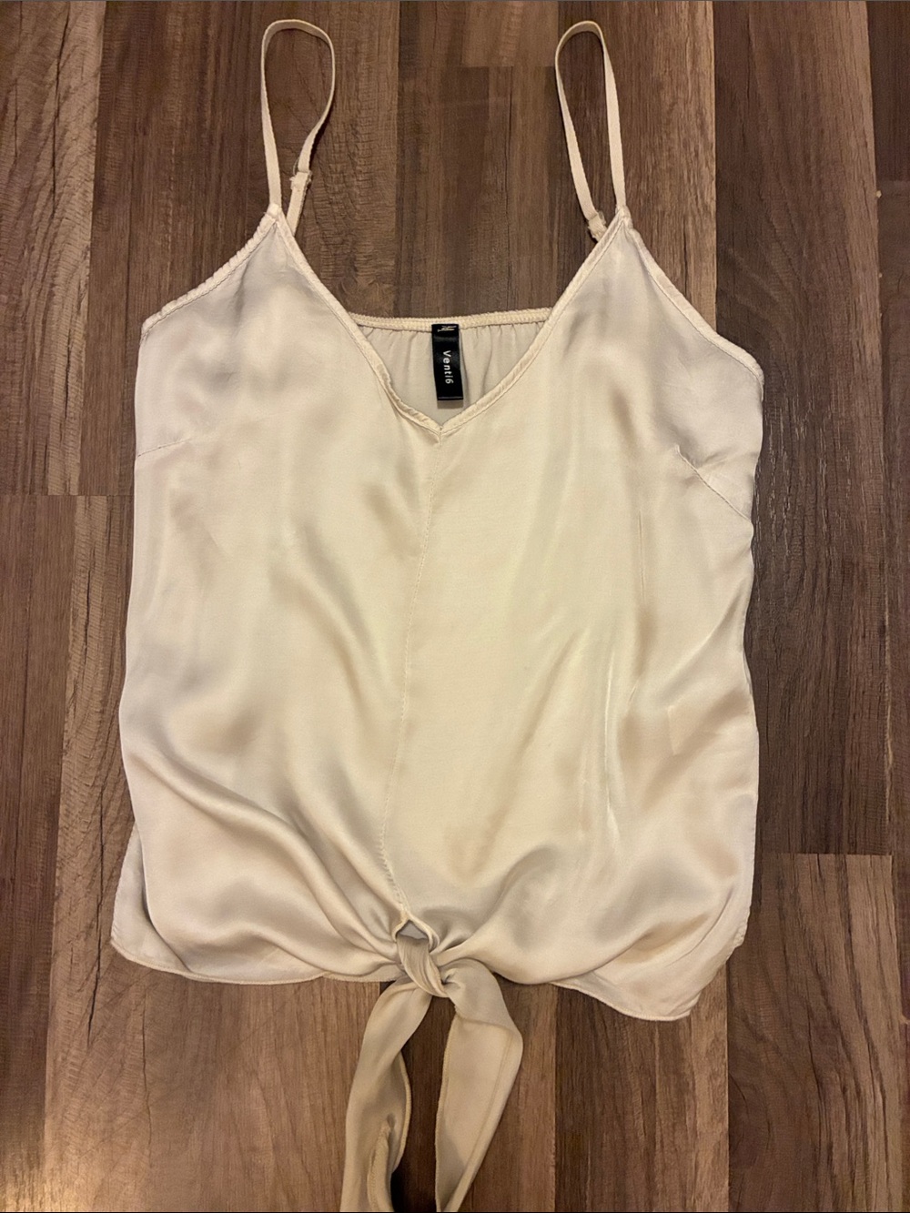 BOGO FREE- Women’s Venti6 Silky Cream Tie-Front Cami Top - Made In Italy- Size M